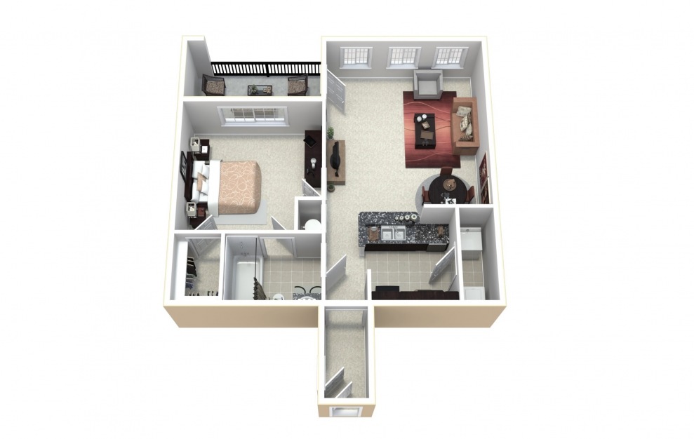A1  -  A1.1 Classic - 1 bedroom floorplan layout with 1 bath and 667 to 809 square feet.