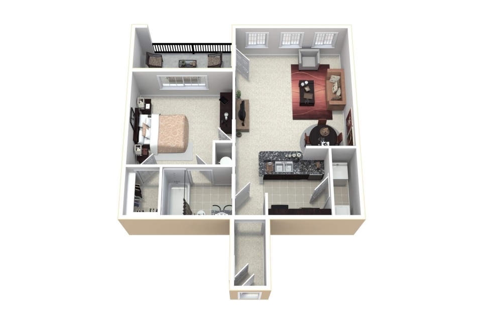 A1  -  A1.1 Classic - 1 bedroom floorplan layout with 1 bathroom and 667 - 809 square feet